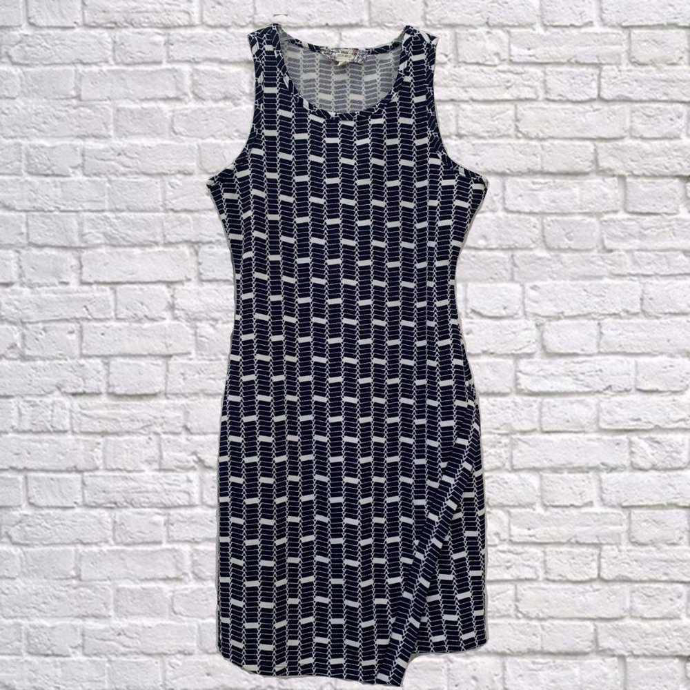Pink Republic Sleeveless Sheath Dress Small Navy Geometric